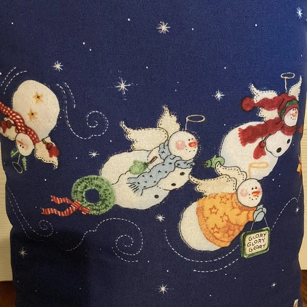 Hand Crafted Flying Angel Snowmen Pillows (2)